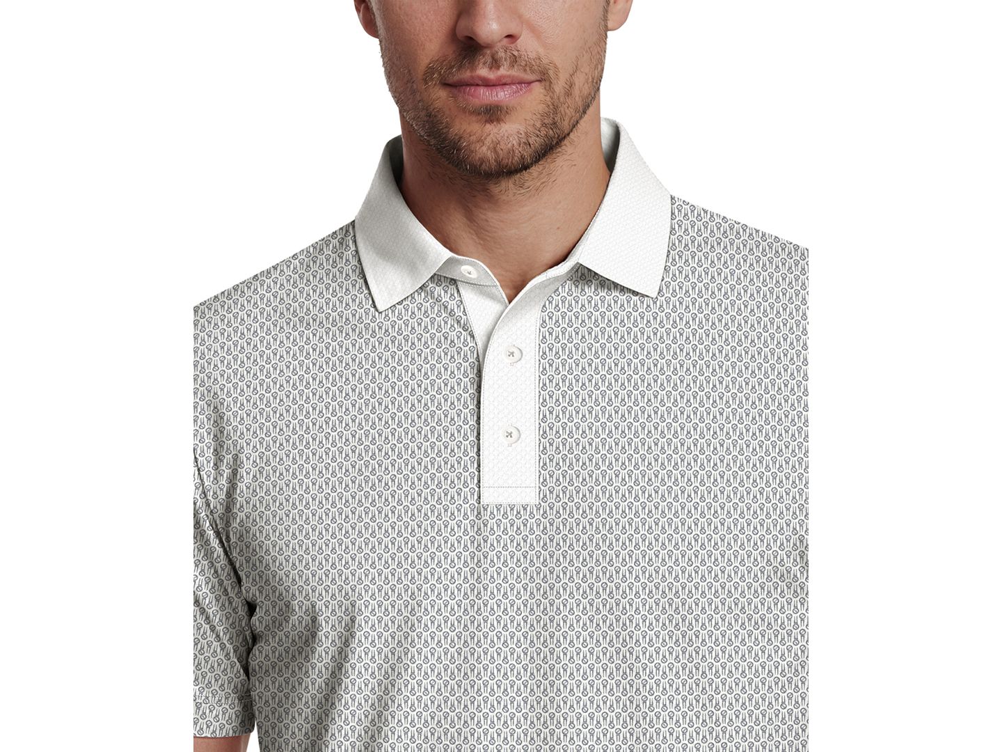 Мужское поло PGA TOUR Novelty Geo Color-Block Golf Polo Shirt, цвет: Яркий белый — фото 3