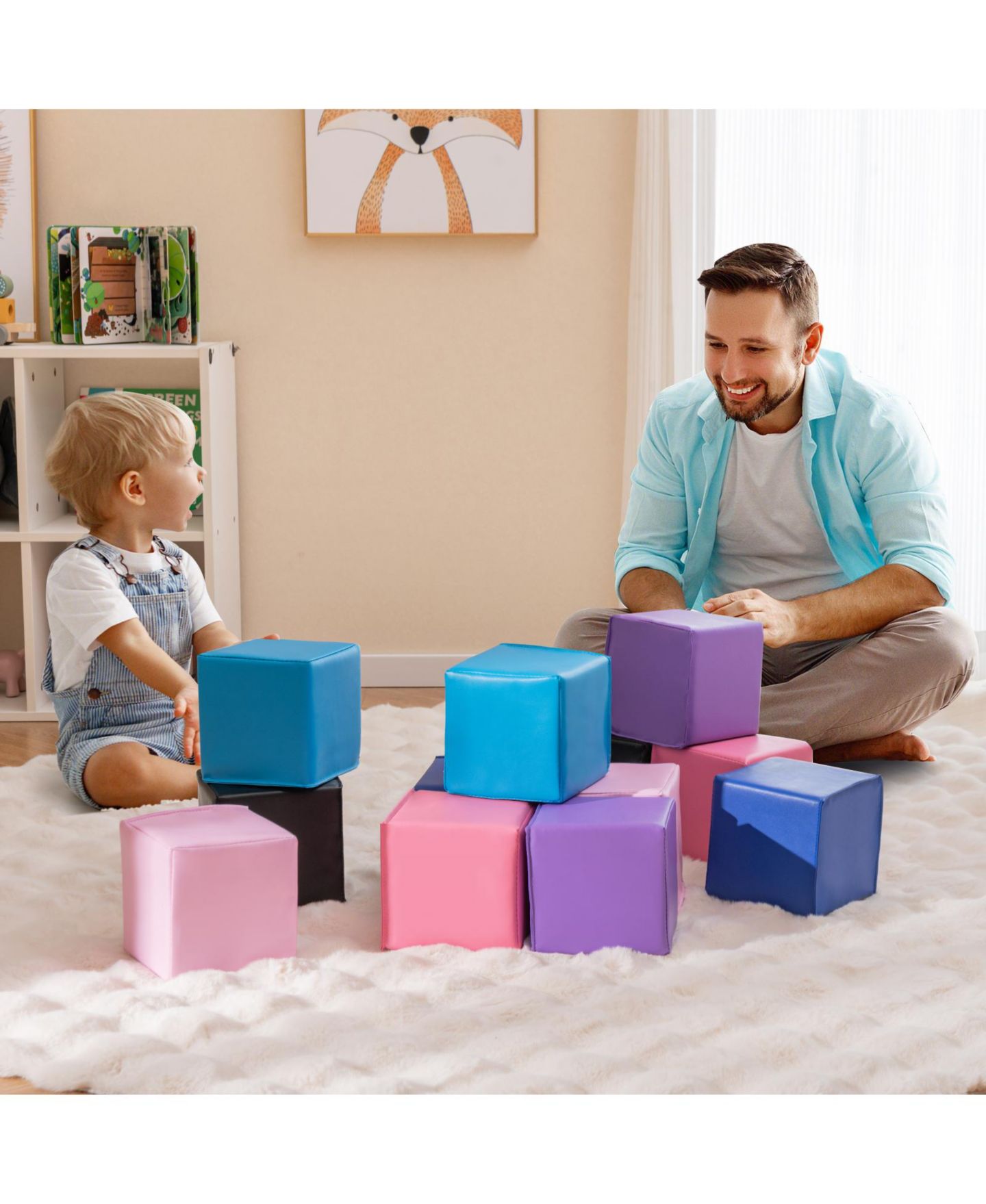 Детский конструктор Slickblue Soft Foam Climbing Blocks 12-Piece Building Set, Ages 3+, цвет: Глубокий разноцветный — фото 7