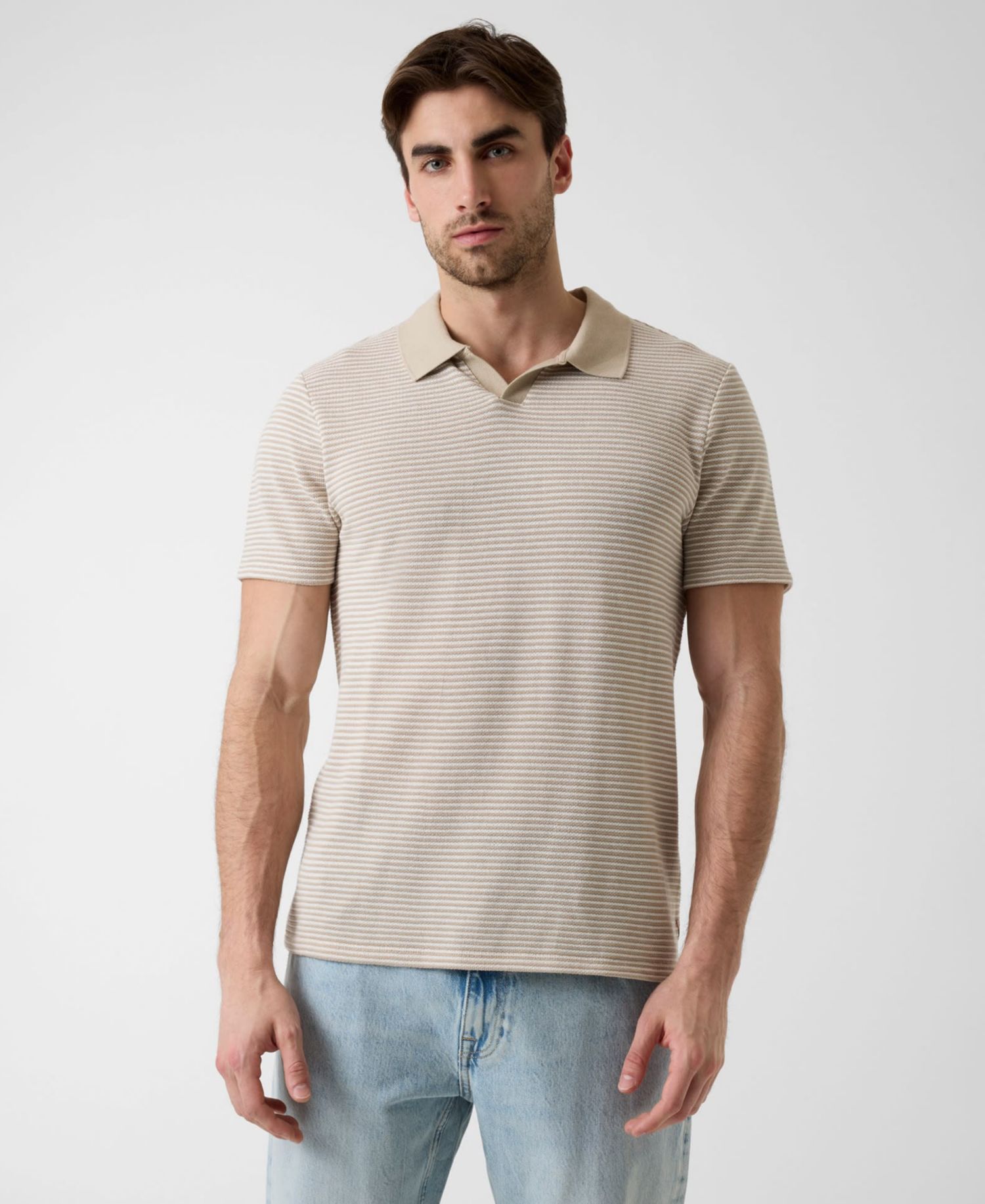 Men's Hunter Stripe Knit Short-Sleeve Polo Shirt