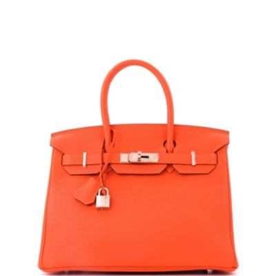 Birkin 30 Handbag Orange Togo with Palladium Hardware