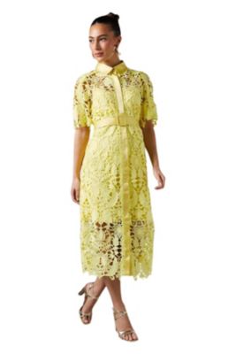 Women's Lace Short Sleeve Shirt Dress