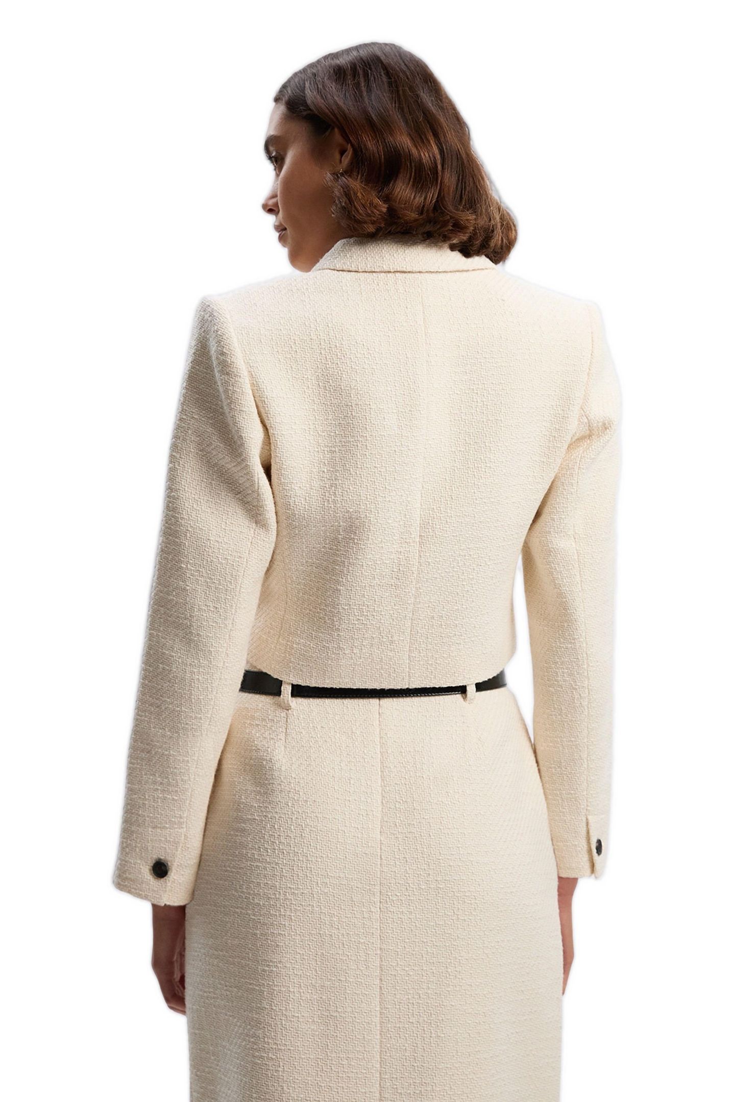 Женская куртка Karen Millen Double Button Tweed Cropped Jacket, цвет: Кремовый — фото 2