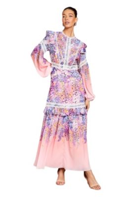 Women's Lace Frill Detail Maxi Dress