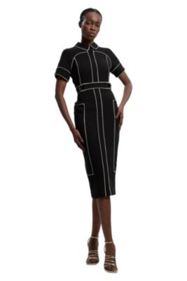 Women's Compact Stretch Pencil Midi Dress