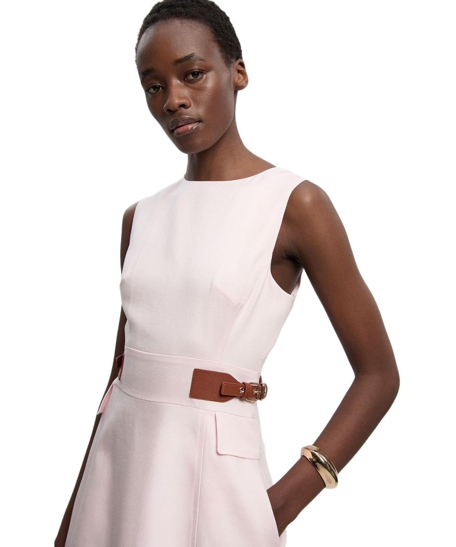 Women's Tailored Linen Full Midi Dress