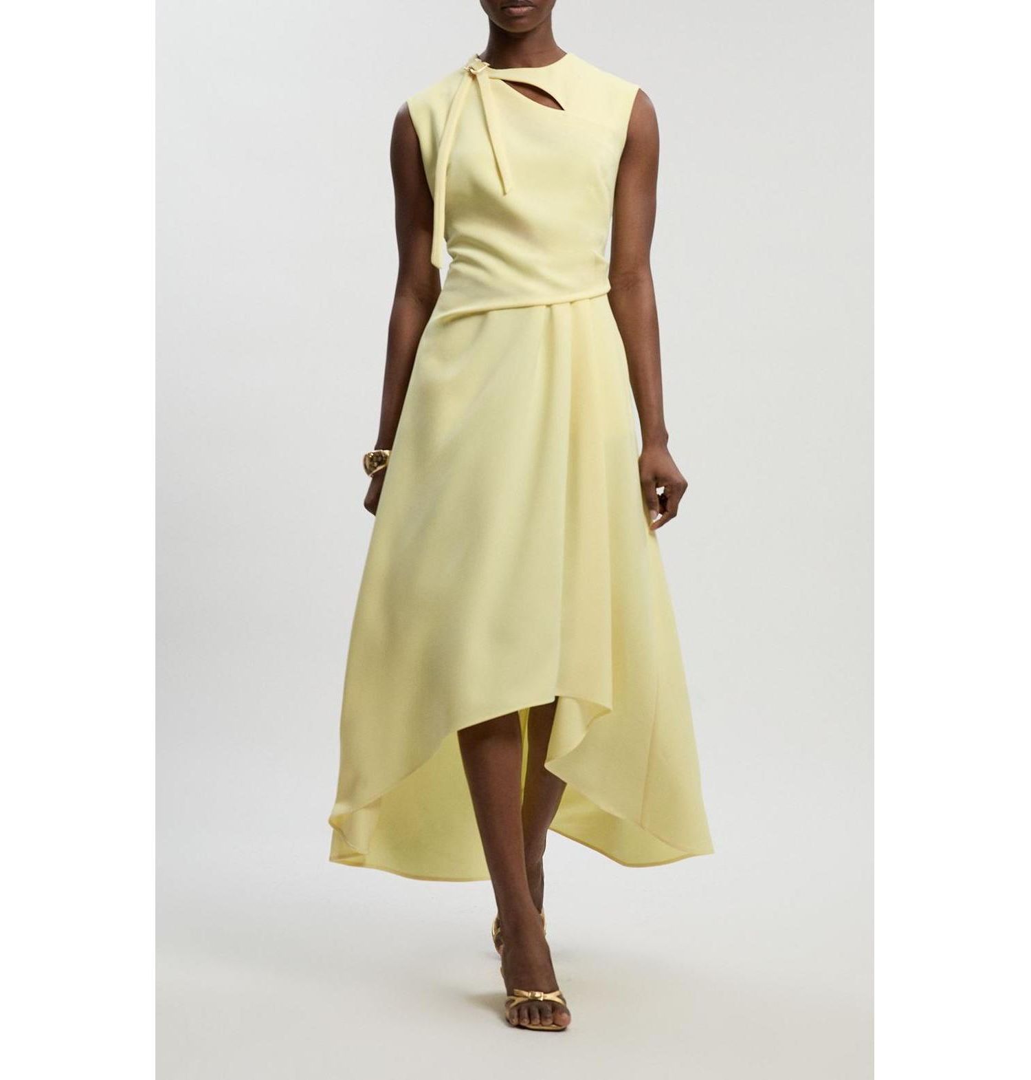 Women's Tailored Drape Neck Midi Dress