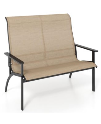 Outdoor Garden Bench for 2 Person with High Back and Armrests