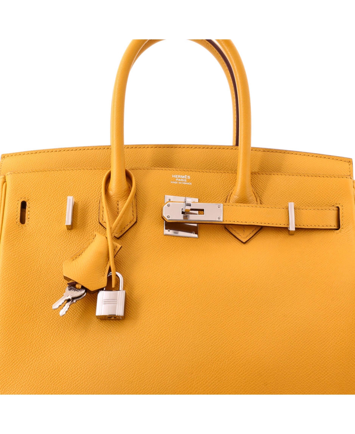 Pre-Owned Hermes Birkin 30 Handbag Yellow Epsom with Palladium Hardware