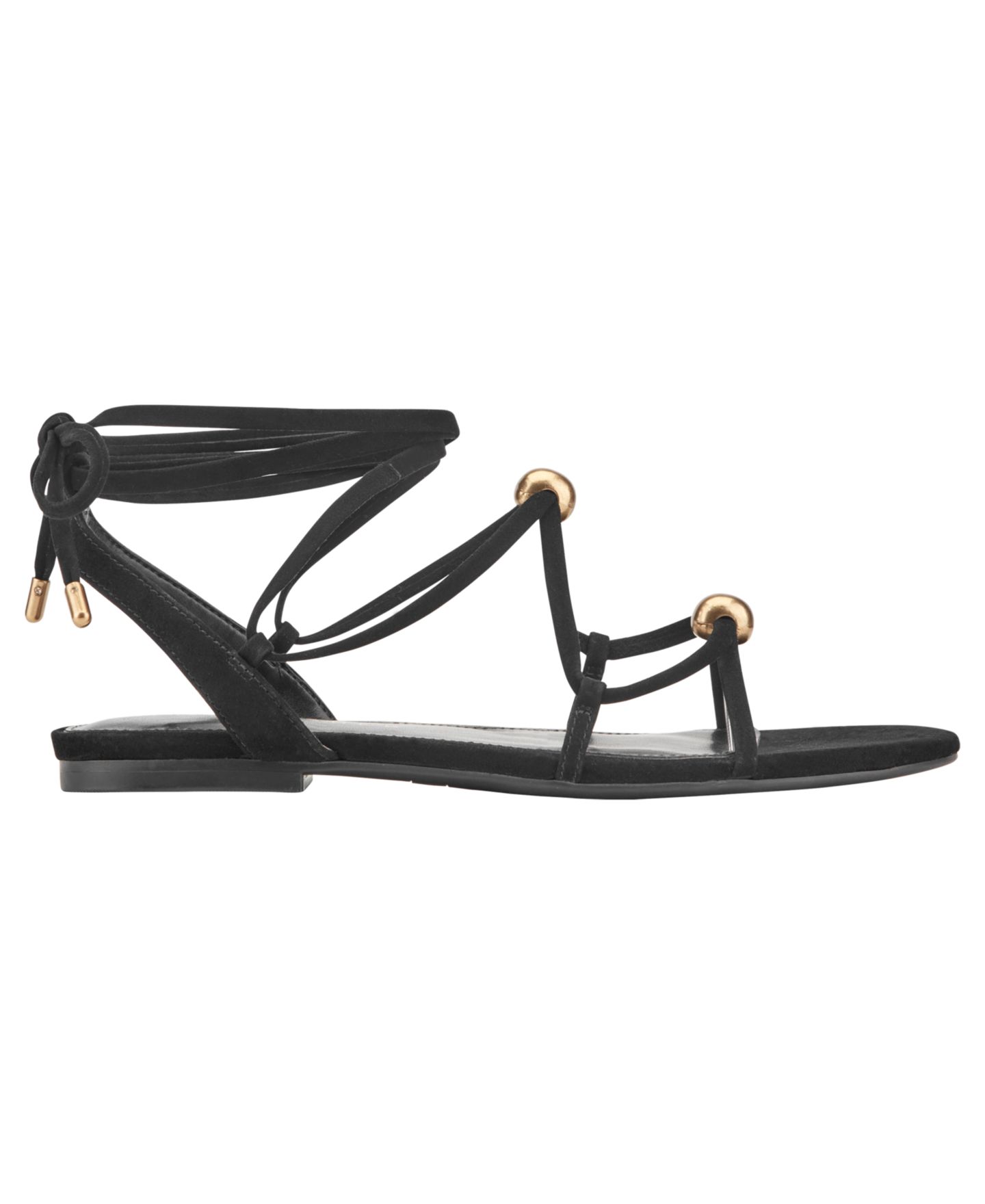 Женские сандалии Marc Fisher LTD Ellan Strappy Suede Tie-Up Flat, цвет: Чёрный замшевый — фото 2