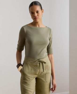 Women's Stretch Cotton Boat Neck T-Shirt
