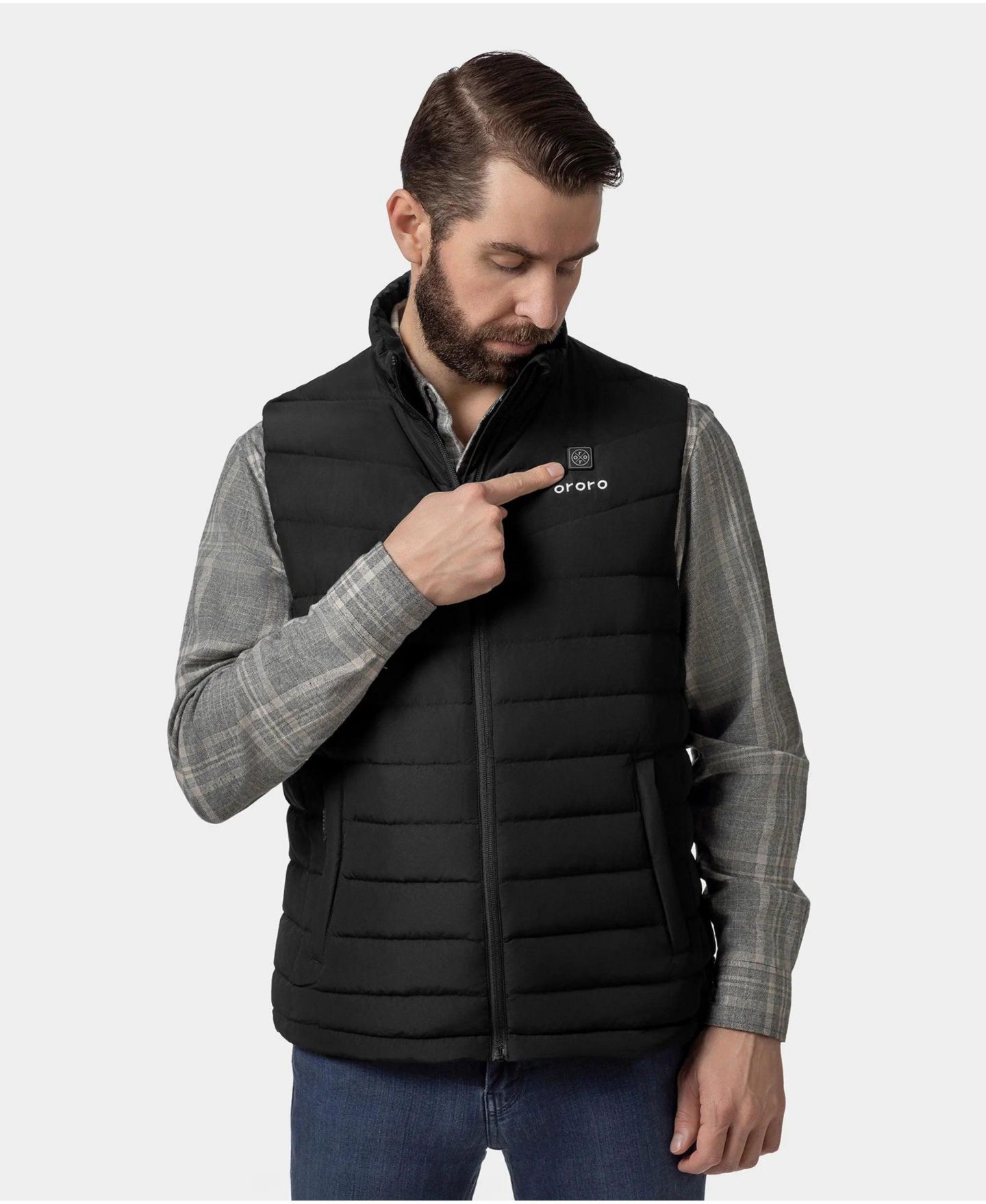 Мужской жилет ororo Heated Lightweight Down Vest, цвет: Чёрный — фото 5