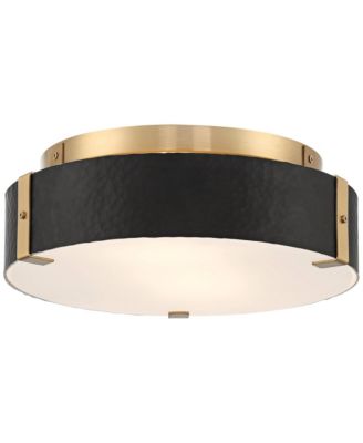 Elise Mid Century Modern Ceiling Light Flush-Mount Fixture  Gold 2-Light Black Shade for Bedroom House