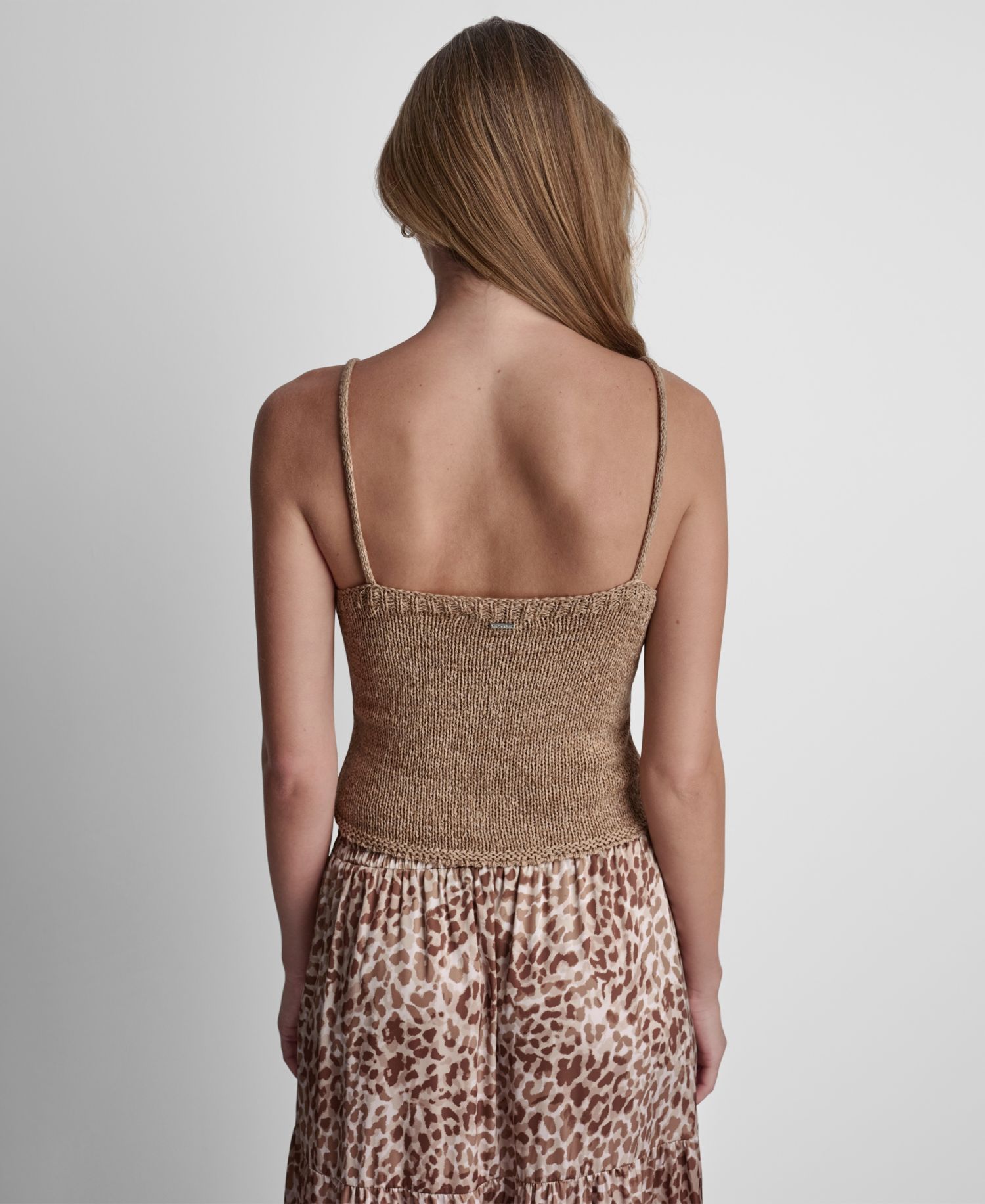 Women's Curved Hem Rib Details Scoop Neck Cami Top
