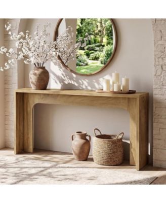 63" Narrow Console Table, Modern Minimalist Wood Entryway Table, Long Console Behind the Couch