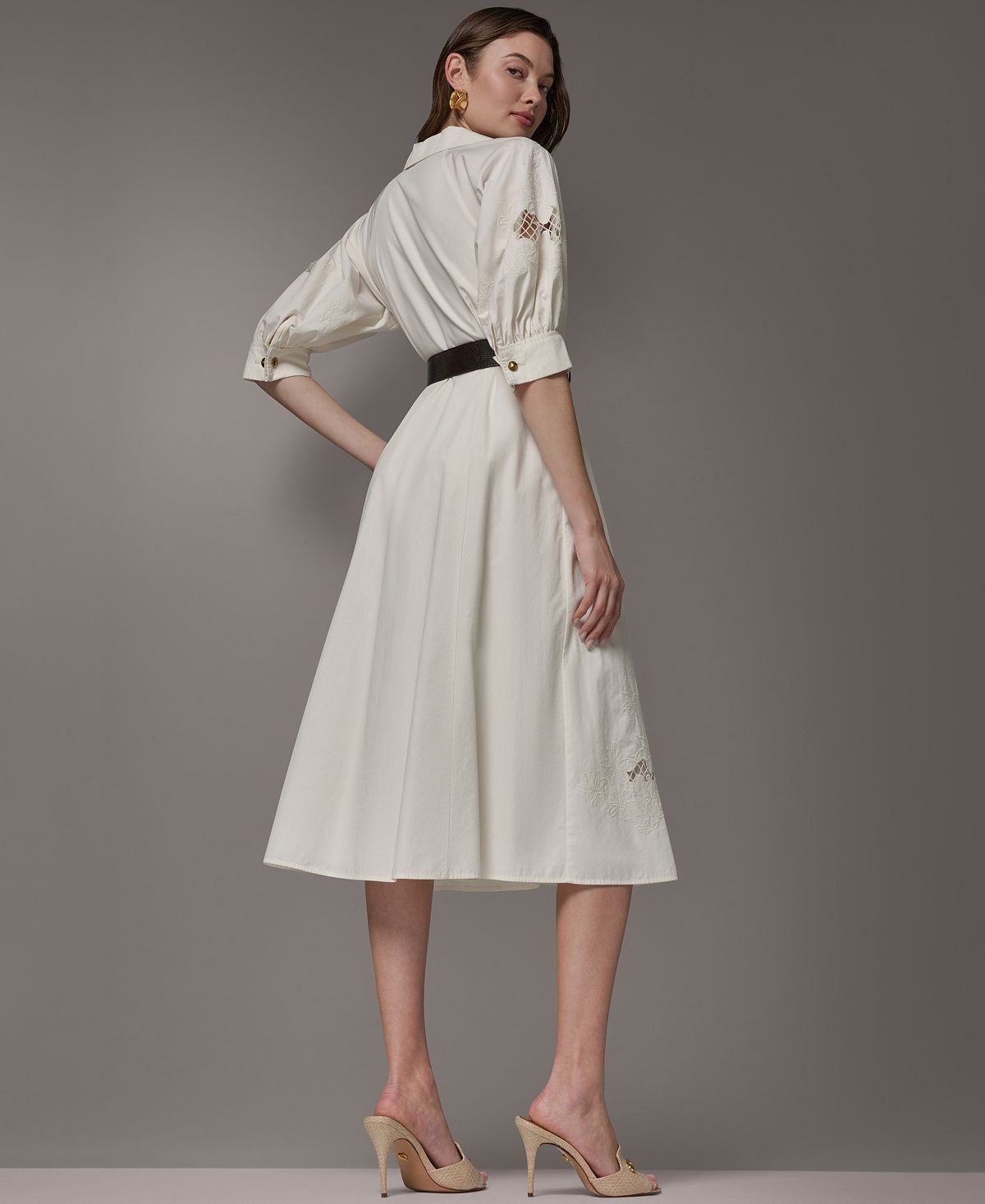 Donna Karan New York Women's Collared Belted Shirt-Dress view 5 — MAYCSS fashion products