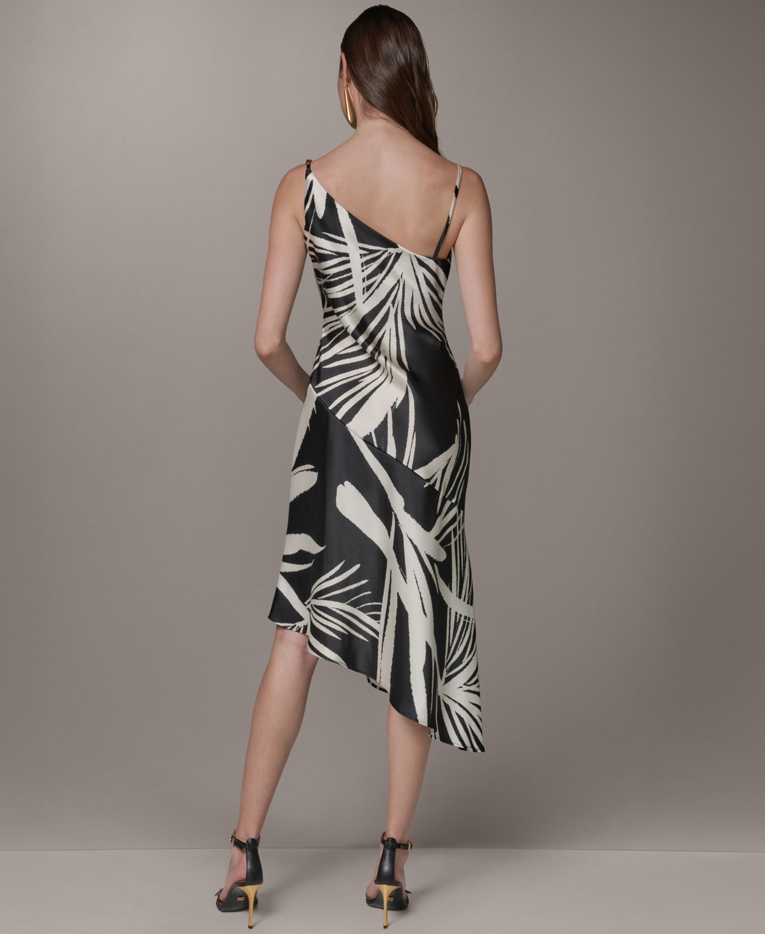 Women's Cowl Neck High-Low Sleeveless Printed A-Line Dress