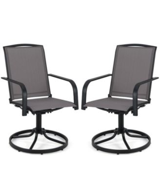 Set of 2 Outdoor Swivel Patio Chairs with High Back and Breathable Seat