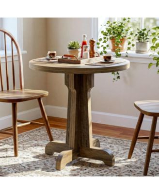23.6" Small Round Dining Table, Modern Farmhouse Circle Dinner Table for 2, Space-Saving