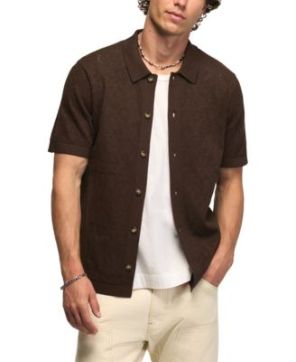 Men's Intarsia Lace Short-Sleeve Shirt