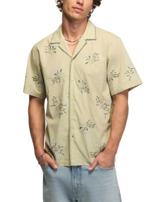 Men's Embroidered Floral Camp Collar Shirt