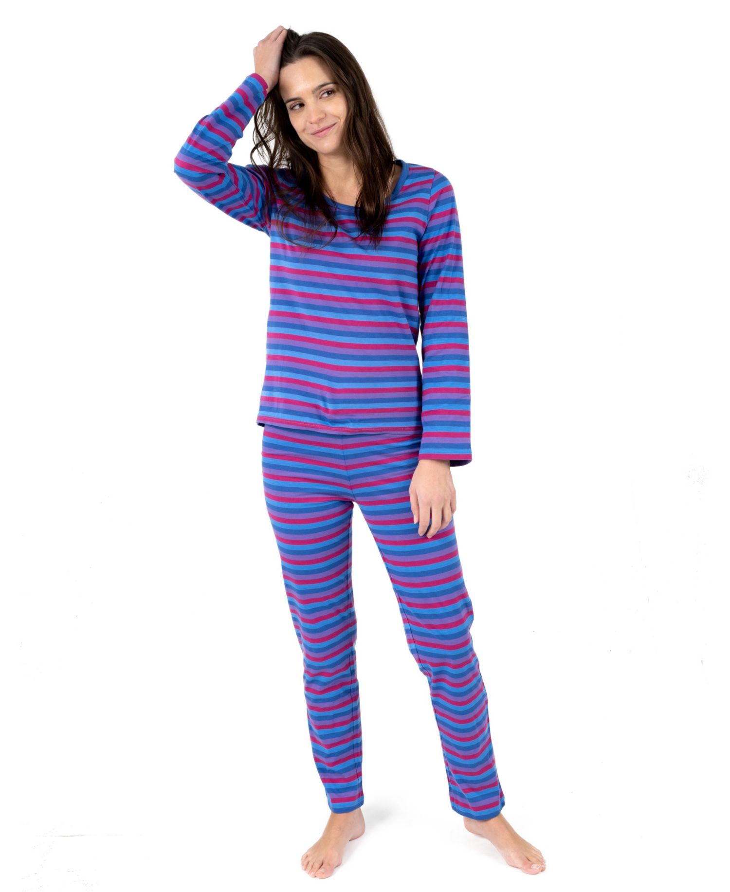 Women's Matching Family Two-Piece Cotton Long Sleeve Loose Fit Pajamas