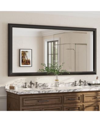 72" x 36" Inch Thick Metal Framed Wall Mirrors for Bedroom, Rectangle Wall-Mounted Mirrors in Matte Black