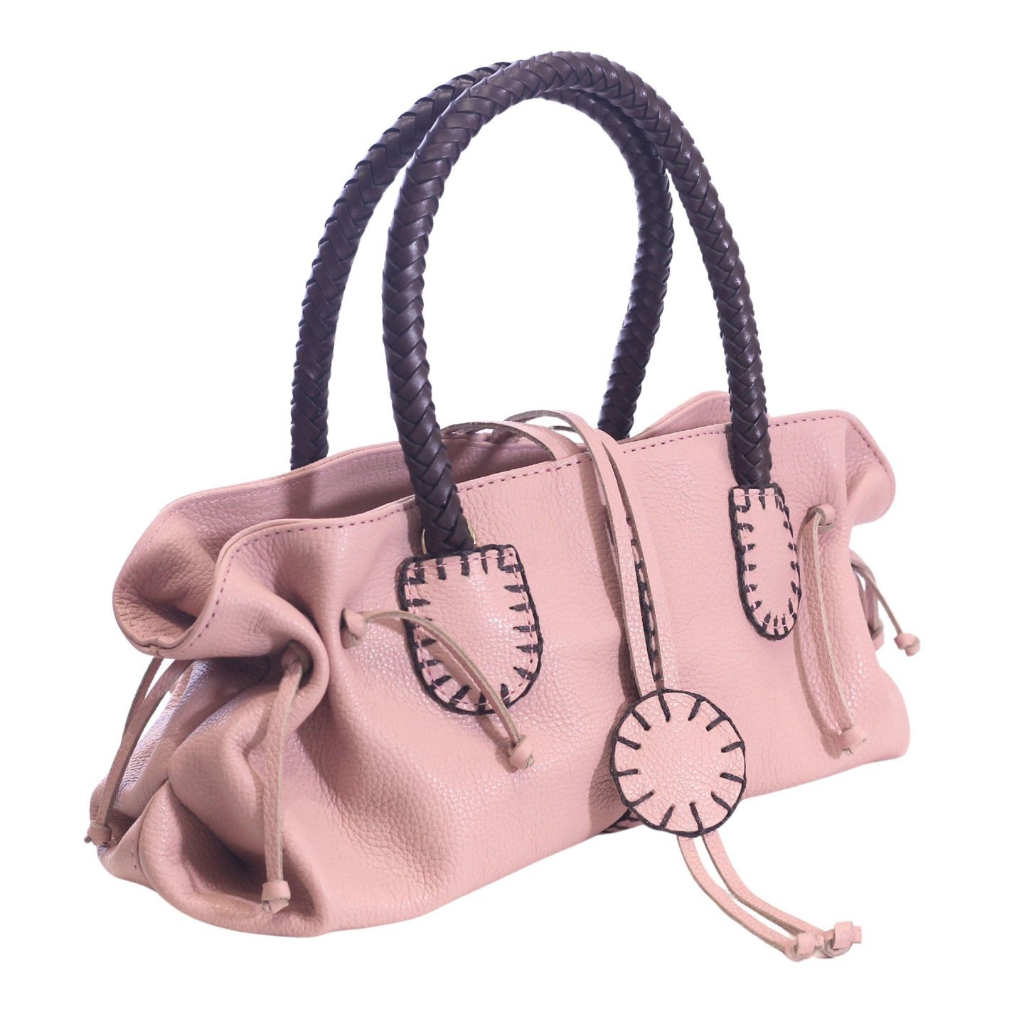 Женская сумка Carlos Falchi Mini Satchel Leather, цвет: Пыльный розовый — фото 4