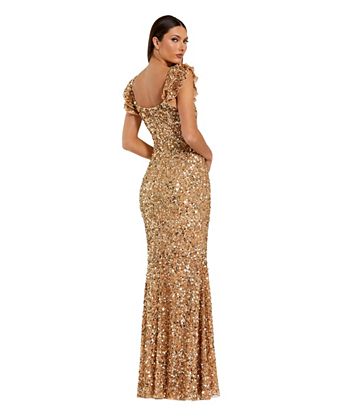 macys gold dress Donna Karan New York Women's Sweetheart-Neck Pleated Gown Gowns Get Greek Rose Gold Sequin Dress -