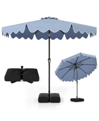 Patio Umbrella with Weighted Base, Sandbags, Push Button Tilt and Crank
