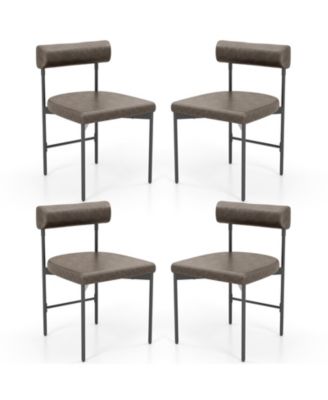 Dining Chair Set of 4 Faux Leather Upholstered Kitchen Side Chair w/ Curved