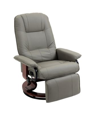 Faux Leather Manual Recliner Adjustable Swivel Lounge Chair with Footrest