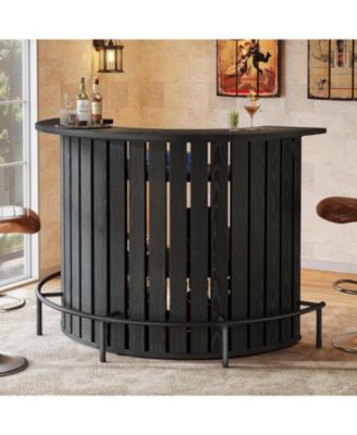 4-Tier Bar Table, 39.4" H Home Bar Unit with Footrest, Arc-Shaped Mini Bar Table, Modern Wine Bar Cabinet