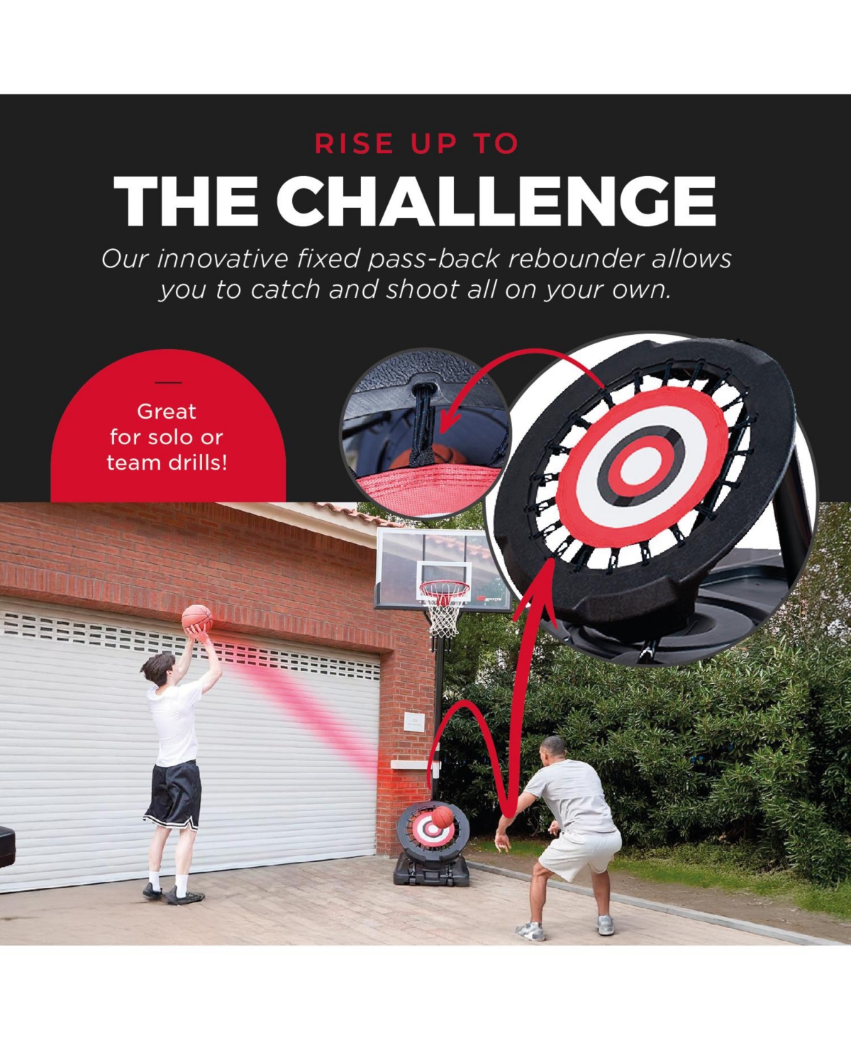Ie Sports Portable Basketball Hoop, Adjustable Height, 54" Backboard and Rebounder