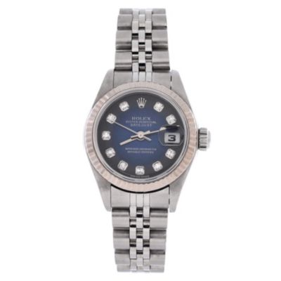 Oyster Perpetual Datejust Automatic Watch in Stainless Steel and White Gold with Diamond Markers 26mm