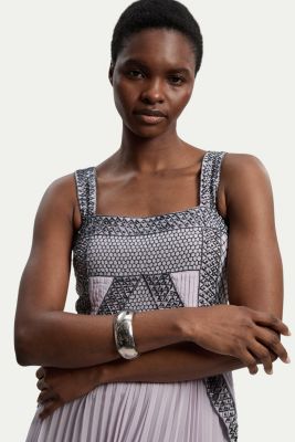 silver karen millen dress Karen Millen Plus Size Foil Metallic Figure Form Bandage Angel Sleeve Knit Maxi Dress in Silver
