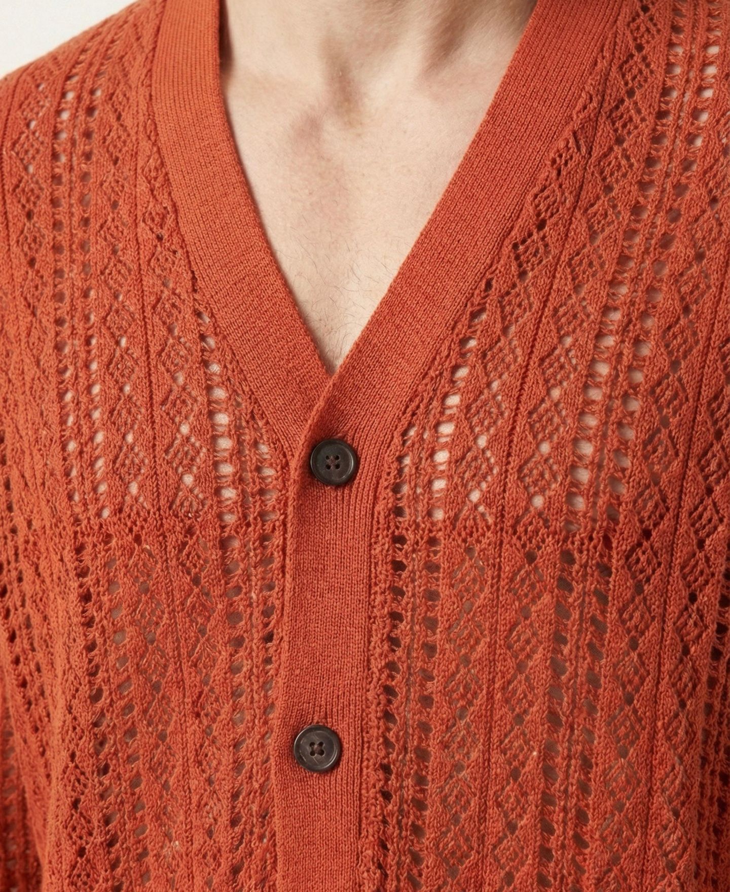 Мужской кардиган Modenaire Open-Knit Button-Front Textured — фото 5