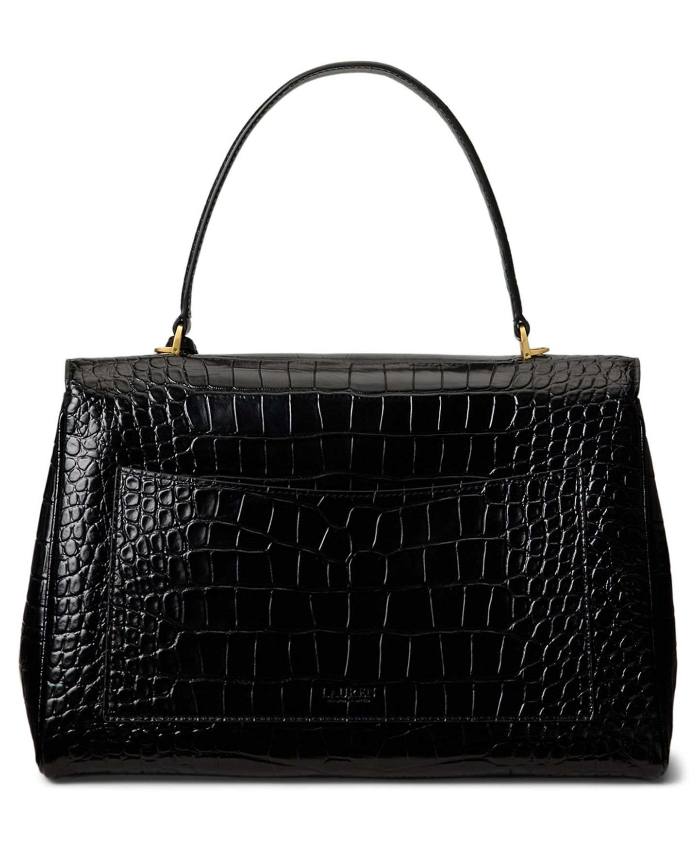 Женская сумка Lauren Ralph Lauren Farrah Soft Embossed Medium Leather Satchel, цвет: Чёрный — фото 4