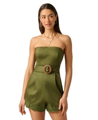 Women's Strapless Scallop-Trim Romper