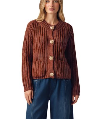 Women's Chunky Ribbed Cardigan with Buttons