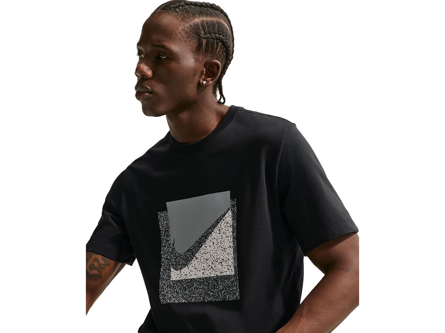 Мужская футболка Nike Swoosh Box Graphic, цвет: Чёрный — фото 3