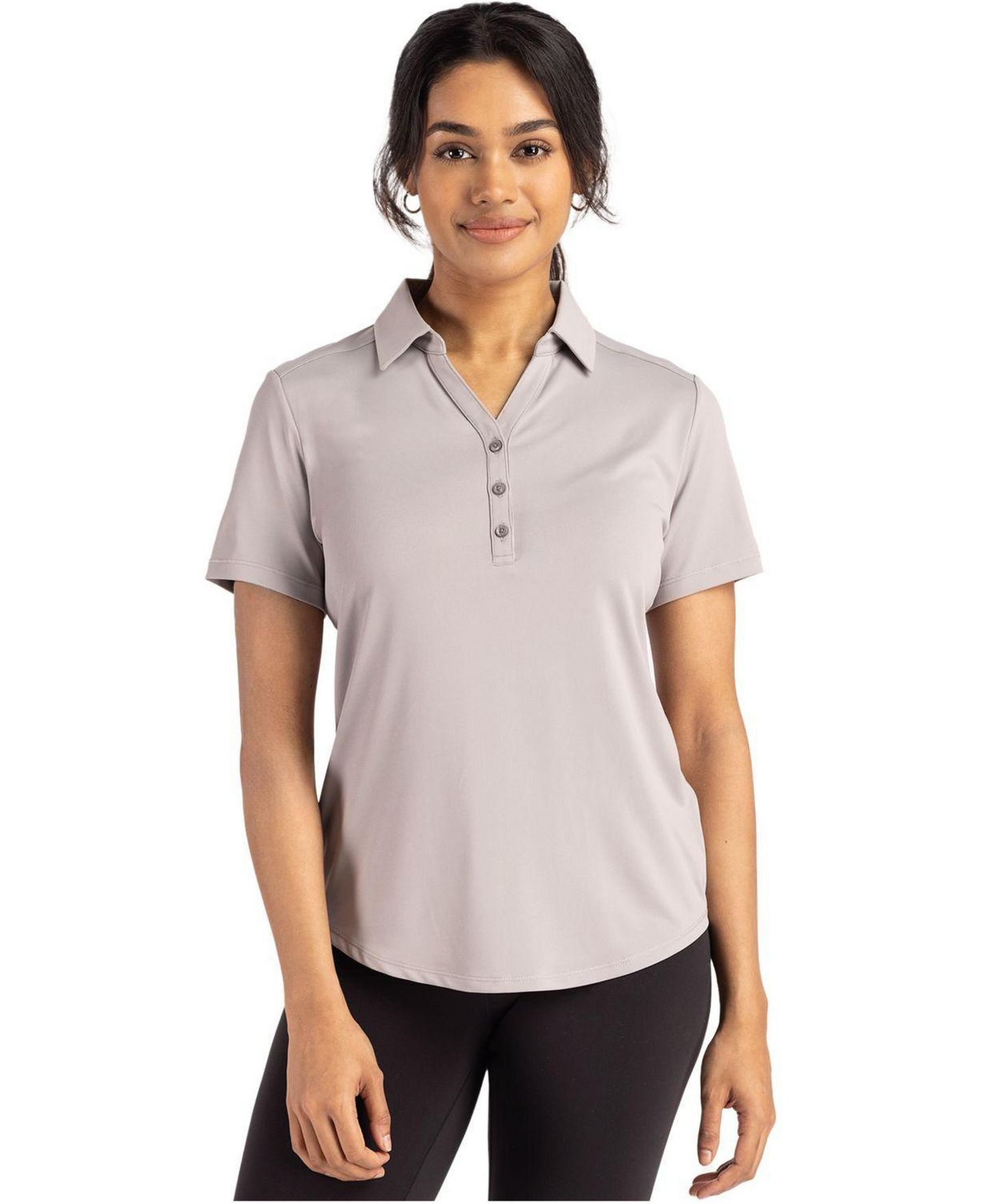 Женское поло Cutter & Buck Forge Stretch Short Sleeve Polo, цвет: Полированный — фото 1