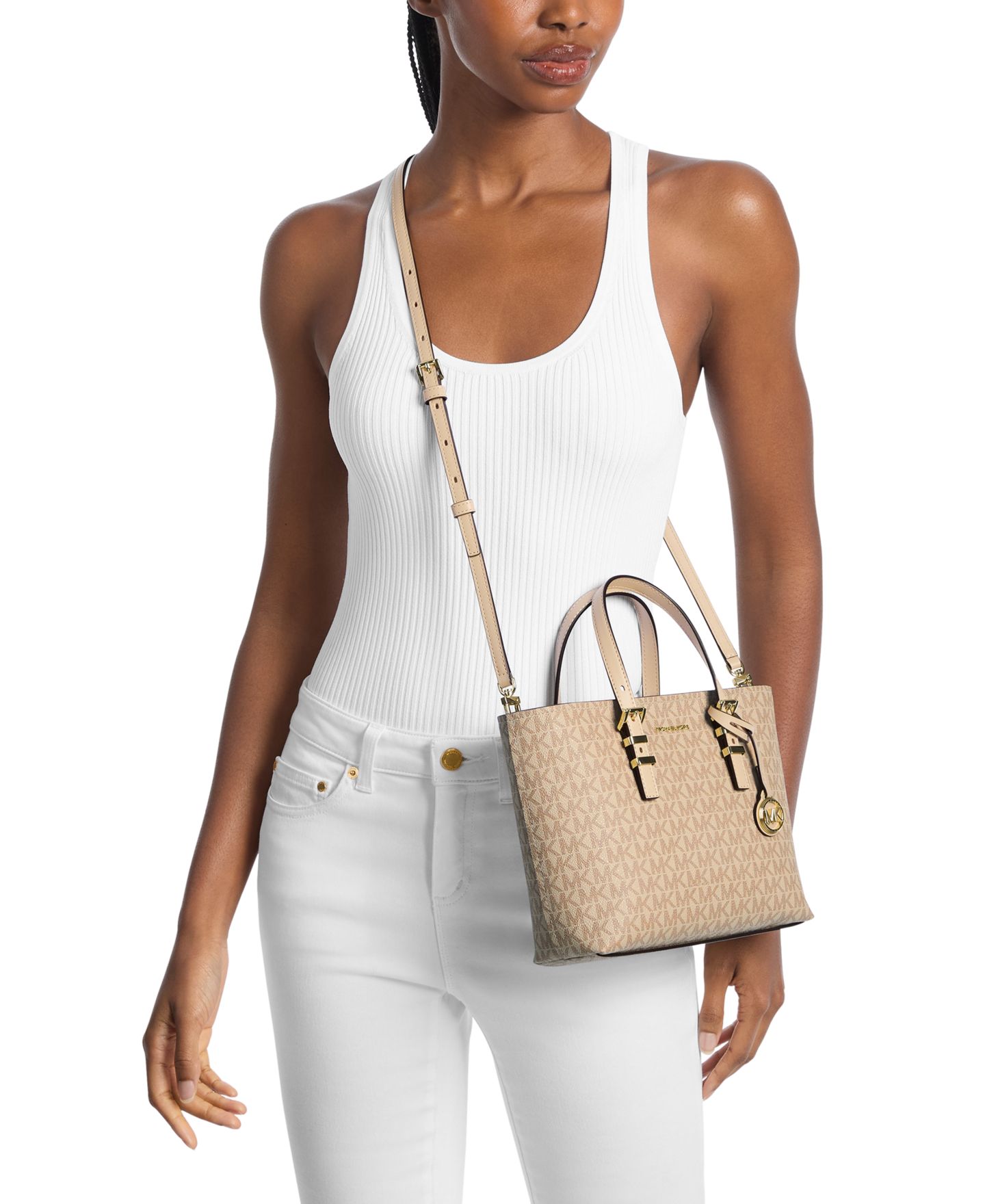 Женская сумка Michael Kors Quinn Small East West Tote Handbag, цвет: Хаки — фото 2