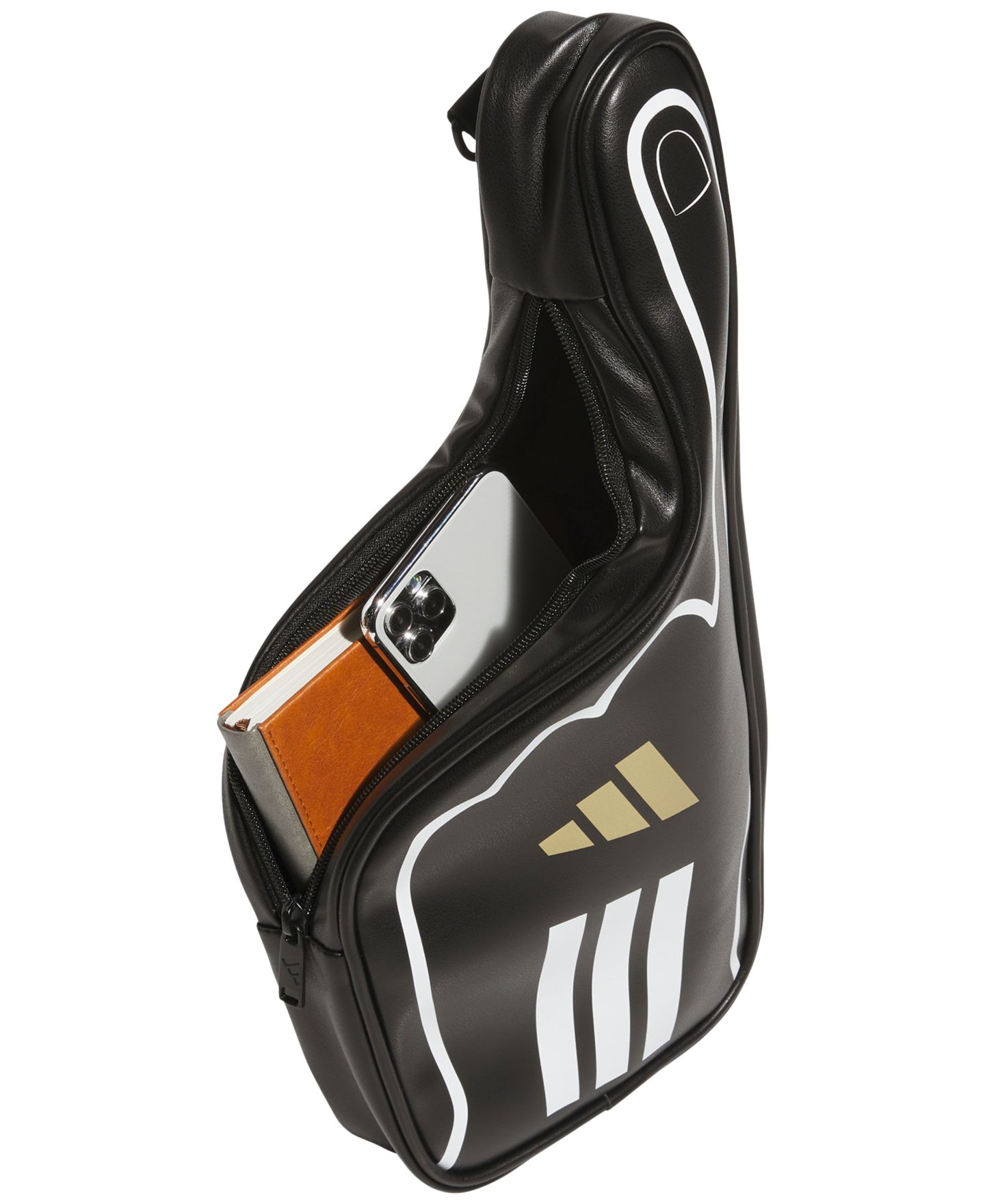 Мужская сумка adidas Finger Design Zip-Up Crossbody, цвет: Чёрный / Белый — фото 3
