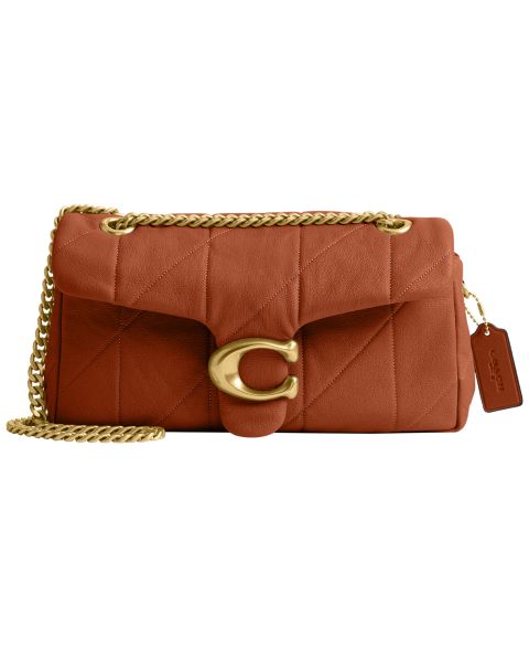 Женская сумка Coach Quilted Tabby Medium Soft Leather Shoulder 26, цвет: Латунный / Янтарный коричневый