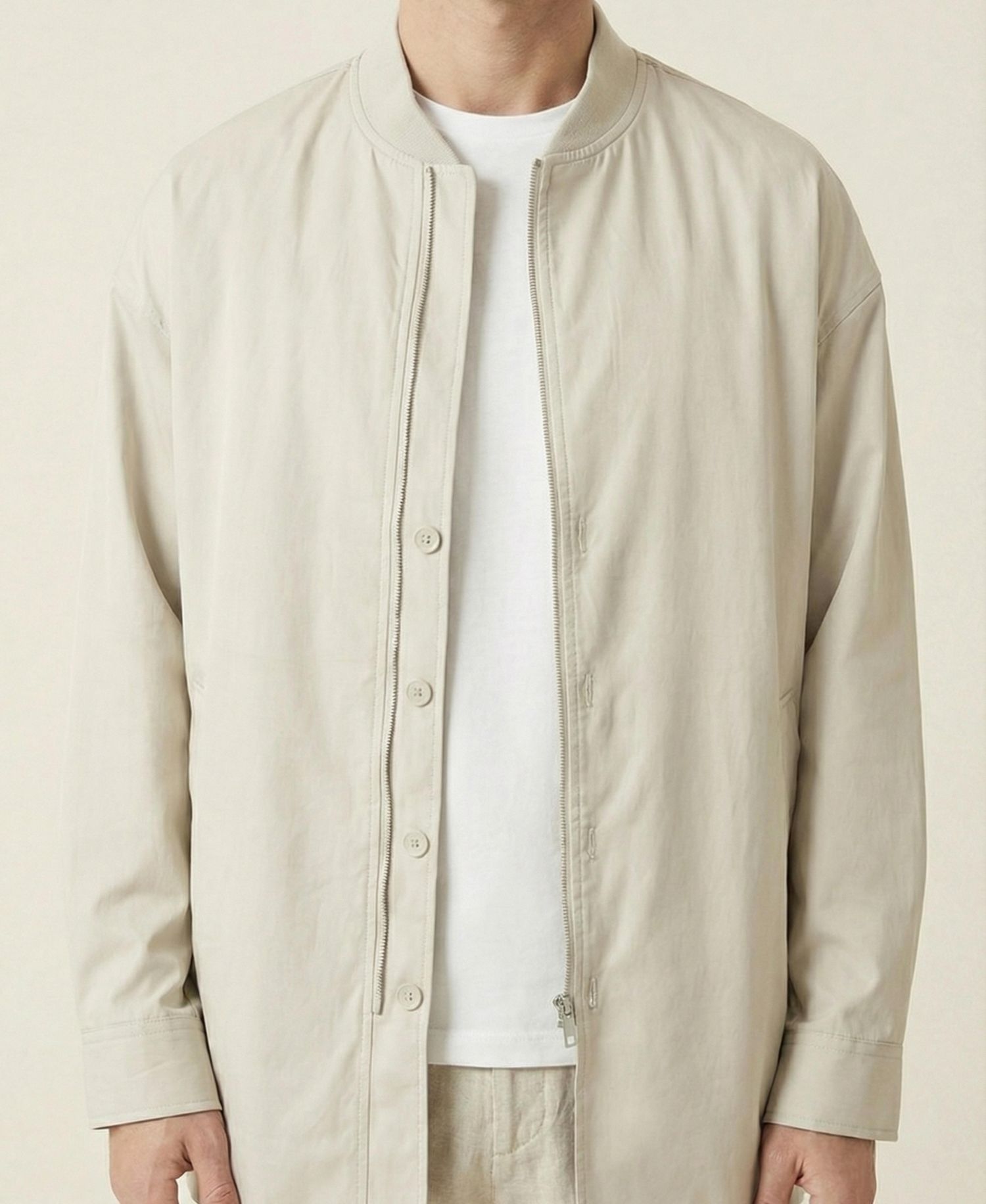 Men's Long Sleeve Stand-Collar Zip-Front Jacket