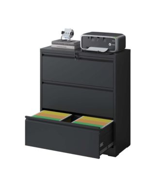 3 Drawer Lateral File Cabinet, Heavy-Duty Metal Filing Cabinet with Lock for Home Office, Fits Legal/Letter/A4/F4 Size