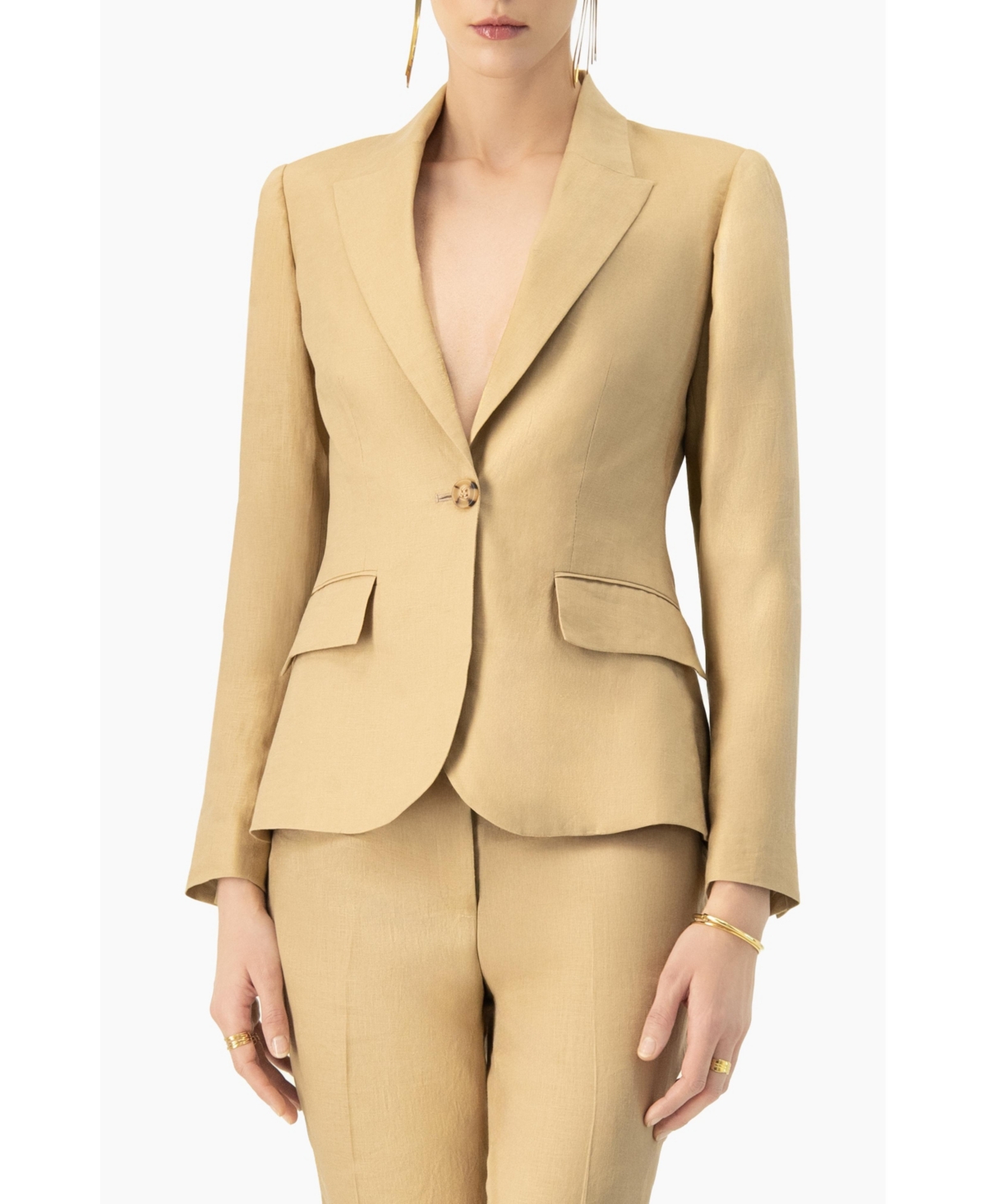 Ivonne Women's Single-Button Tailored Linen Blazer