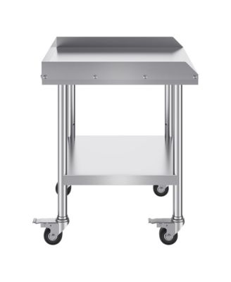 Stainless Steel Work Table 24x28x30 in Commercial Prep Table 3-Sided Backsplash