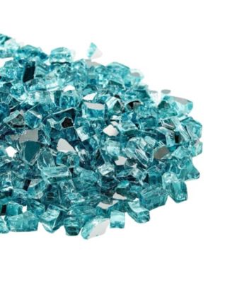 Fire Pit Glass 10 lbs Aqua 1/2 in Reflective Tempered Fireplace Rocks