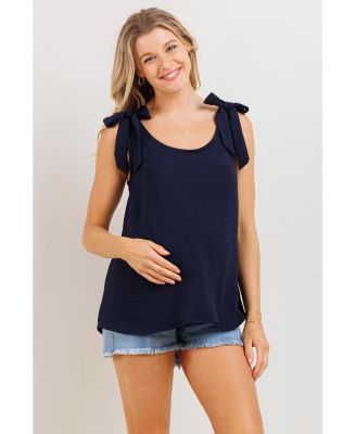 Maternity Adjustable Tie-Shoulder Tank Top